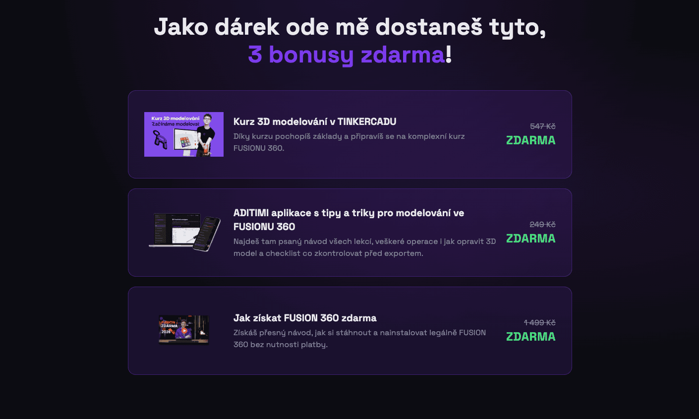 Bonusy zdarma ke kurzu