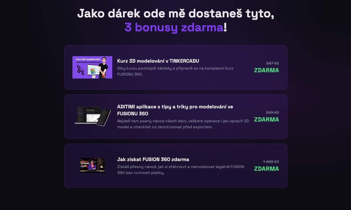 Bonusy zdarma ke kurzu